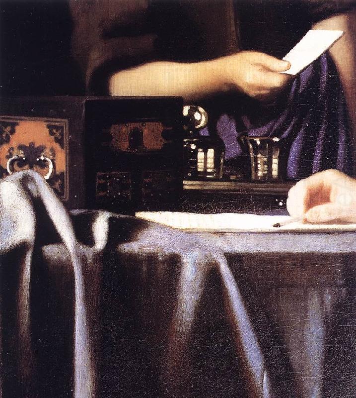 VERMEER VAN DELFT, Jan Lady with Her Maidservant Holding a Letter (detail) r china oil painting image
